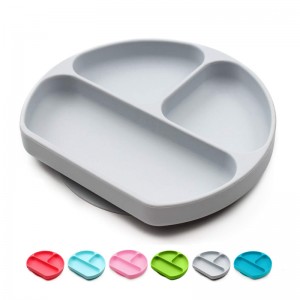 кръгла форма храна клас силиконова чиния бебе гумена вечеря плоча на едро